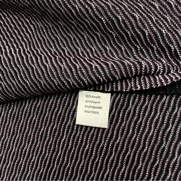 Ming Wang Open Front Jacket Womens L Large 3/4 sleeve Aqua Black Purple Cardigan - Picture 8 of 8